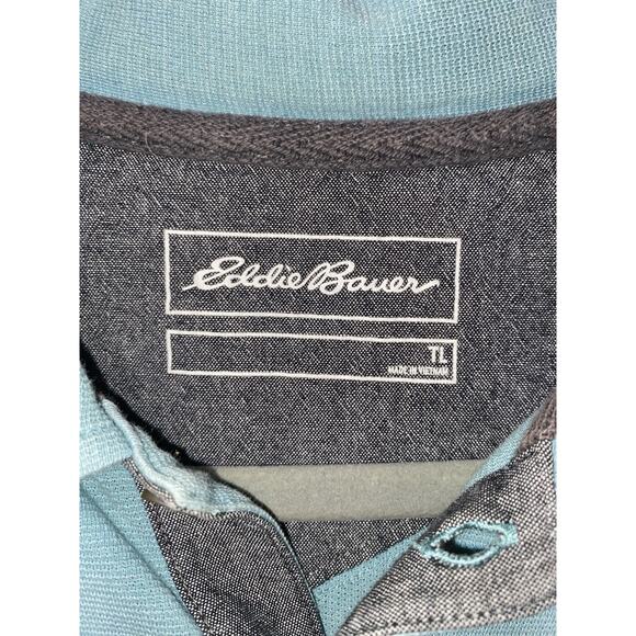 Eddie Bauer Polo Men’s Size LT Blue Short Sleeve - Picture 3 of 5